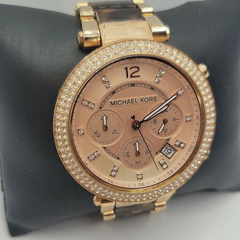 Michael Kors Parker MK5538 Women's Stainless Steel Analog Rose Dial Watch AM676